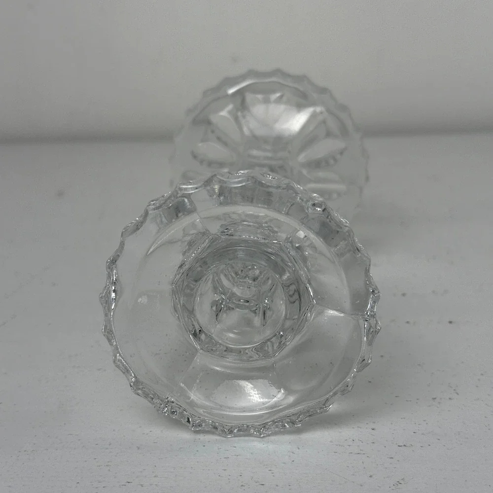Candlestick Holders Clear Crystal Glass Set of 2‎ Elegant Faceted Design
